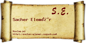Sacher Elemér névjegykártya
